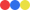 Three colored spheres. Red, yellow, and blue.